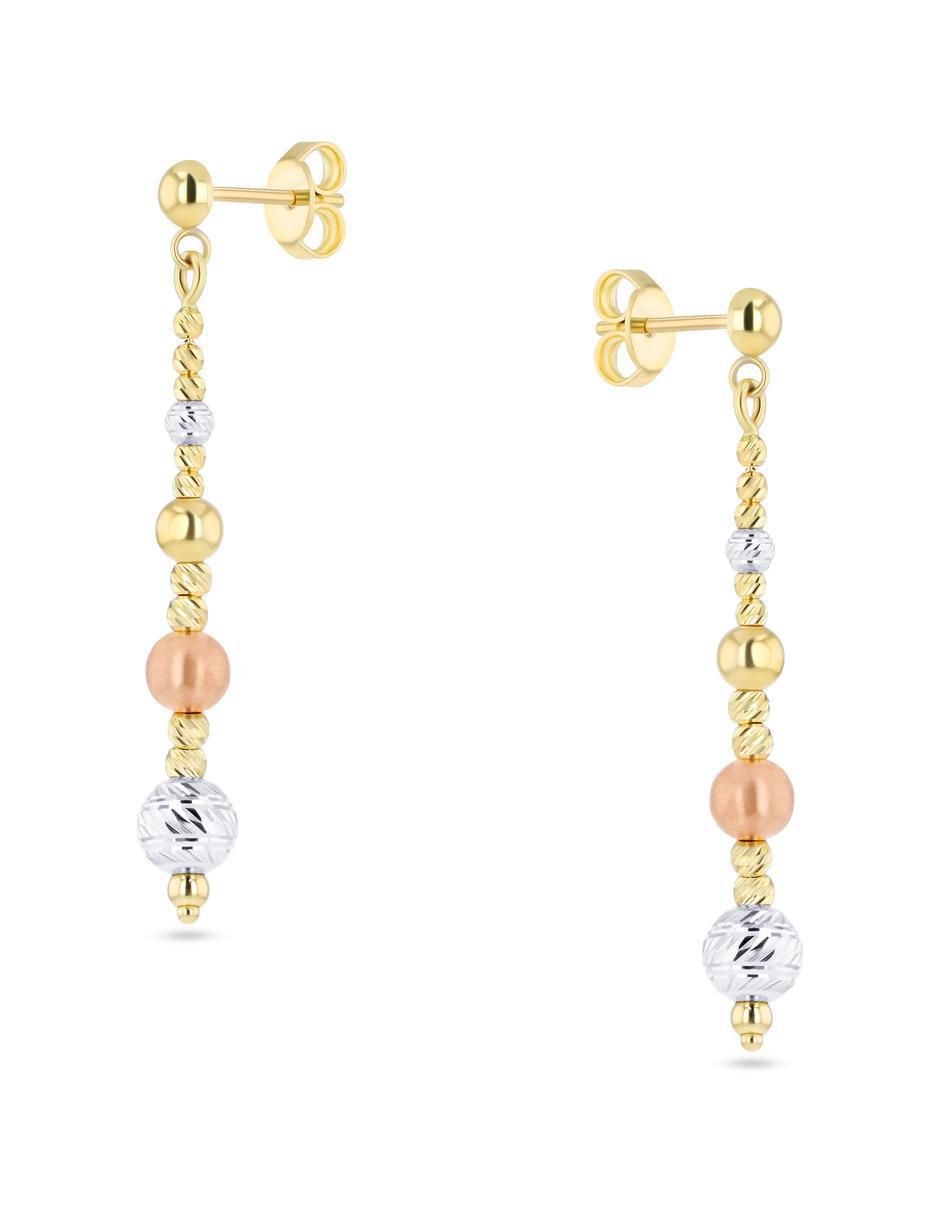 Aretes de flor de oro florentino 14 K con acabado brillante 2