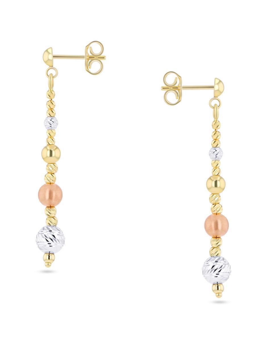 Aretes de flor de oro florentino 14 K con acabado brillante 3