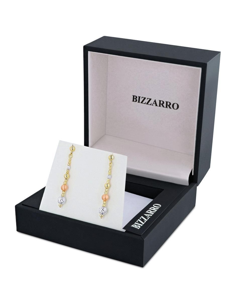 Aretes de flor de oro florentino 14 K con acabado brillante 4