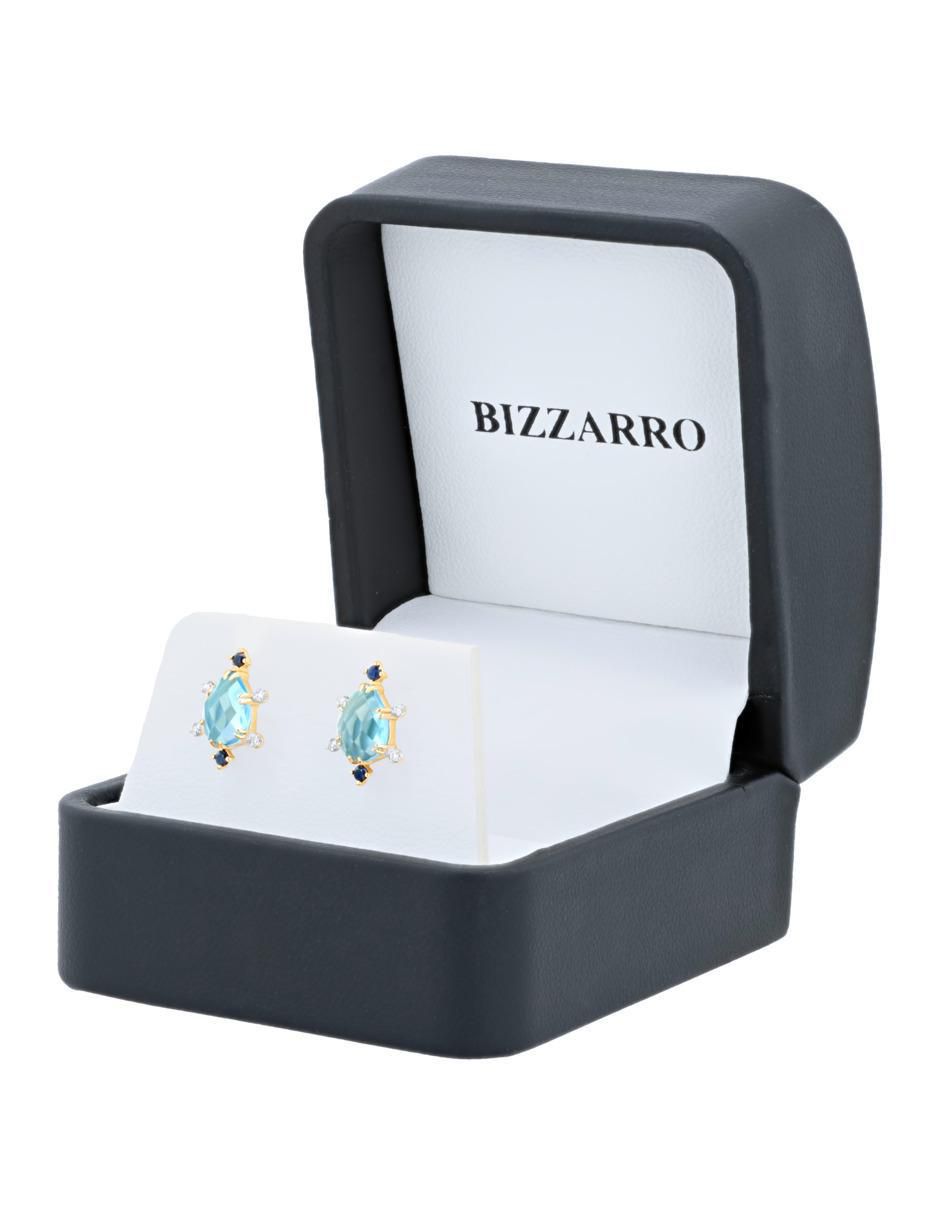 Aretes de gota de oro amarillo 14 K con acabado brillante diamante 4
