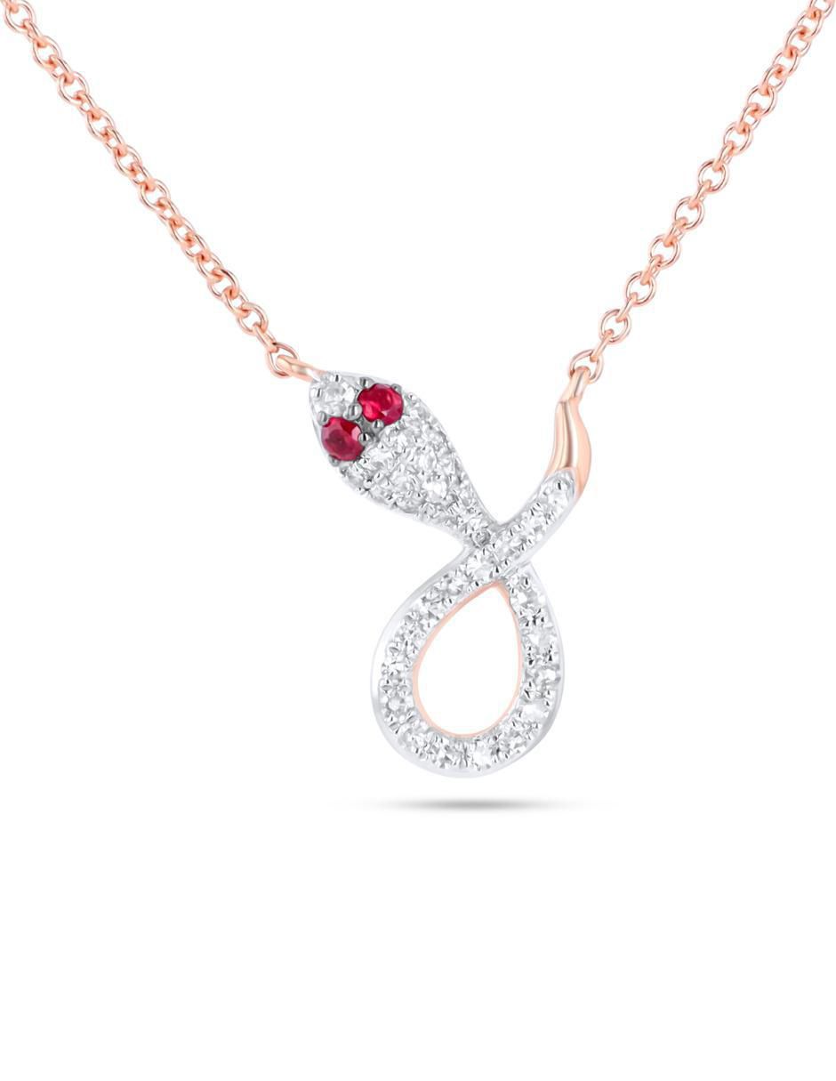 Gargantilla serpiente de oro rosa 14 K 4