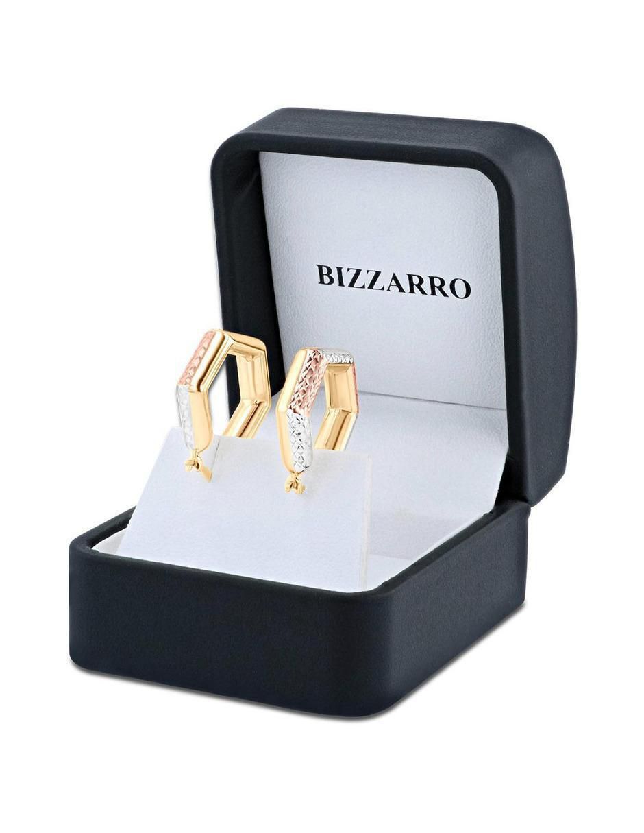 Arracadas de flor de oro florentino 14 K con acabado brillante 4