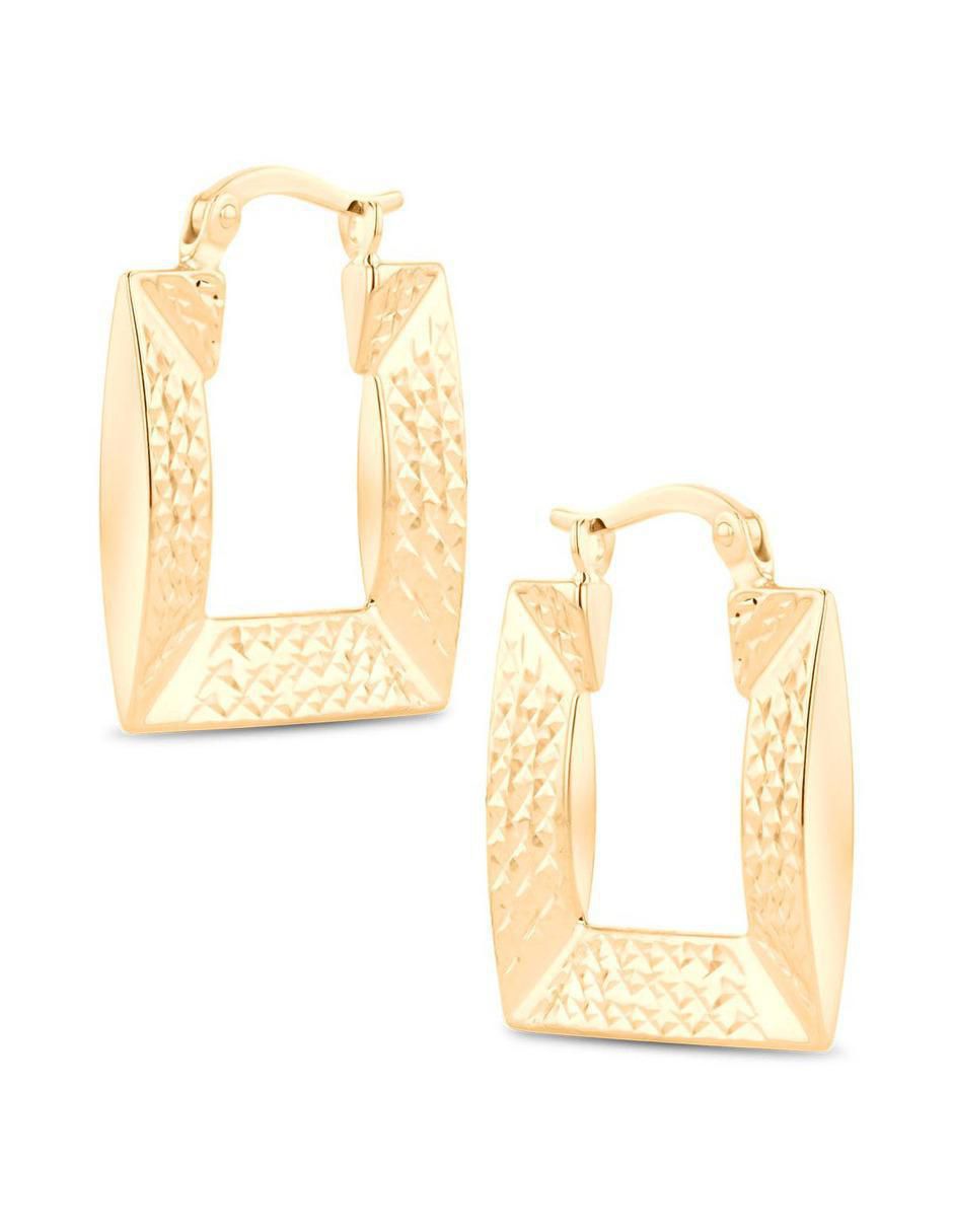 Arracadas cuadradas de oro amarillo 14 K con acabado brillante