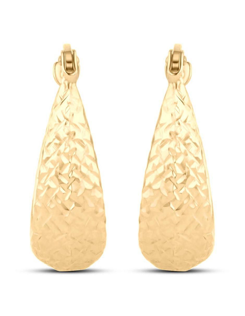 Arracadas ovaladas de oro amarillo 14 K con acabado brillante Arracadas ovaladas de oro amarillo 14 K con acabado brillante