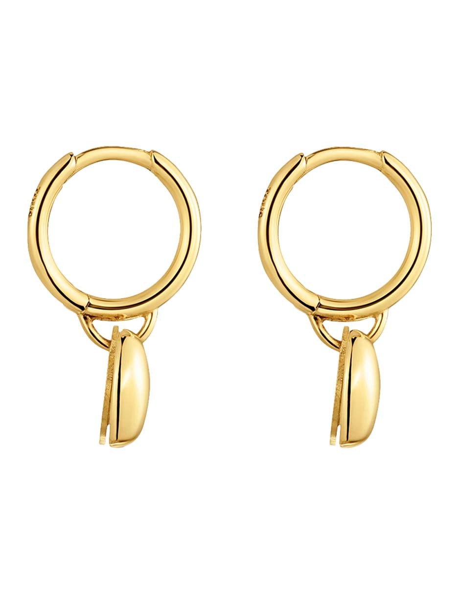 Aretes huggies de corazón Tous Flechazo de oro amarillo 14 k con acabado brillante