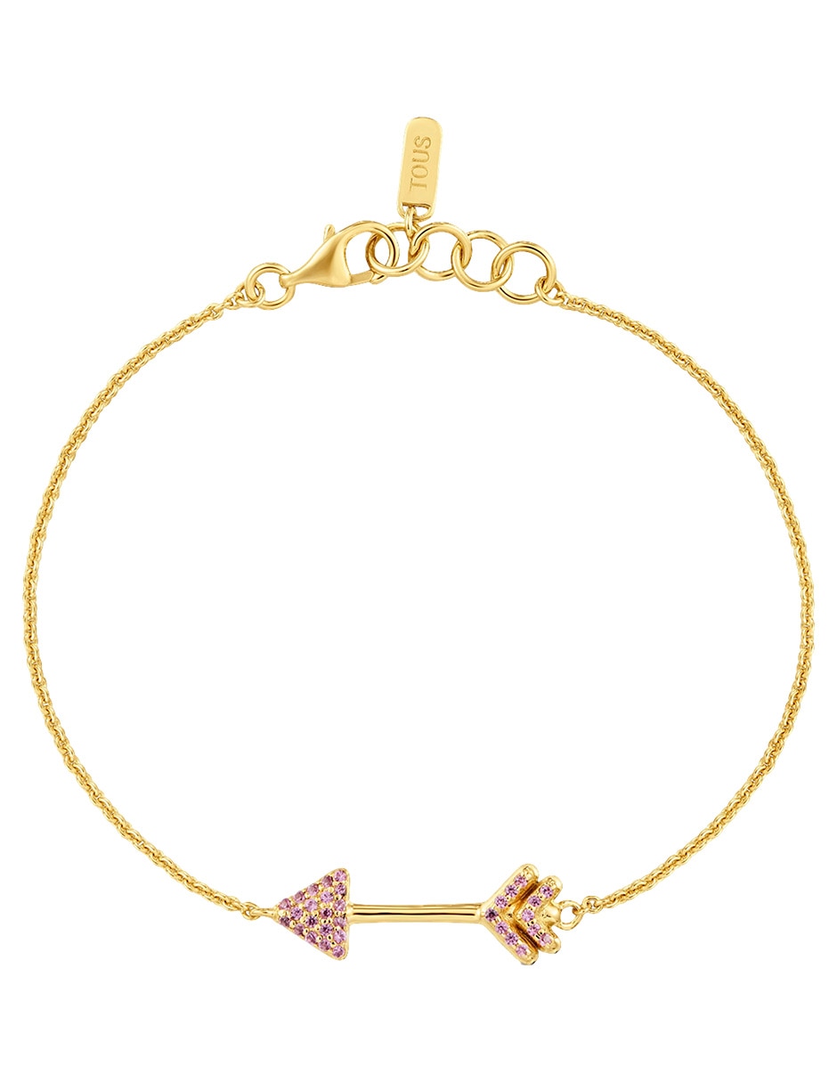 Pulsera de plata con rodolita P 925 Flechazo acabado brillante Pulsera de plata con rodolita P 925 Flechazo acabado brillante