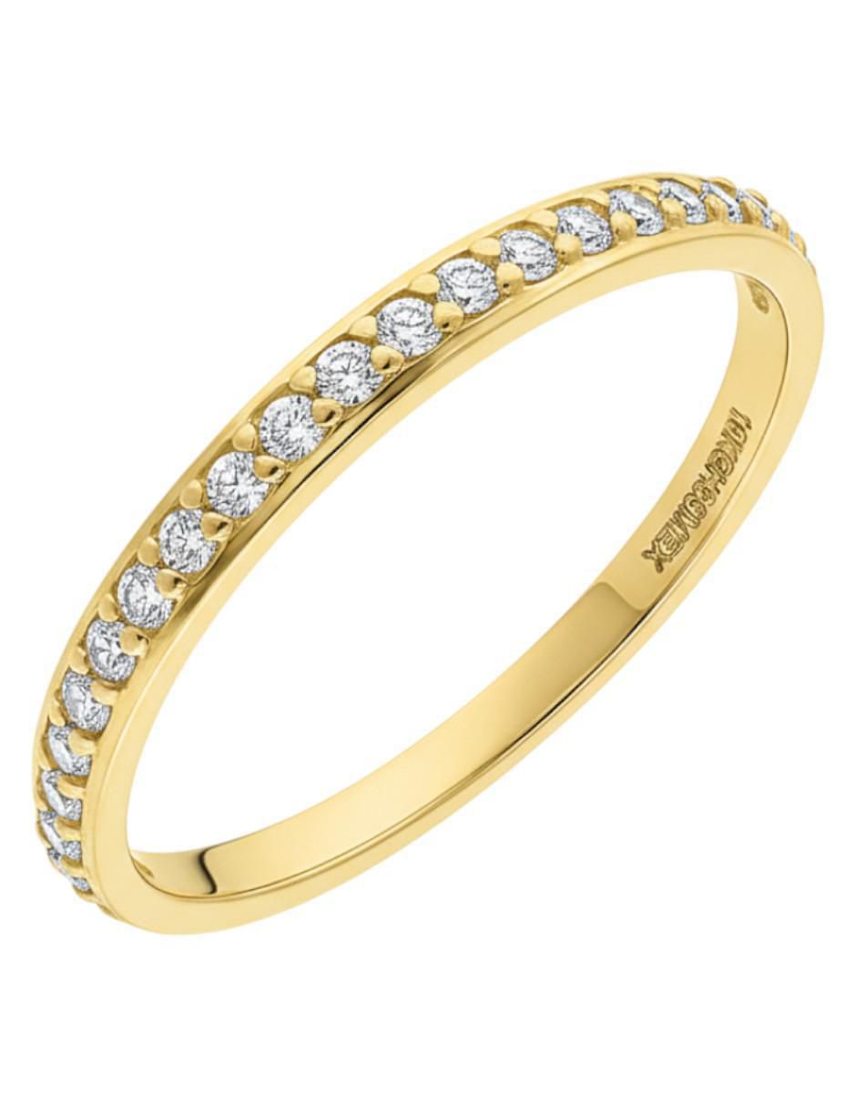Anillo circular 10 k de oro amarillo zirconia brillante Anillo circular 10 k de oro amarillo zirconia brillante