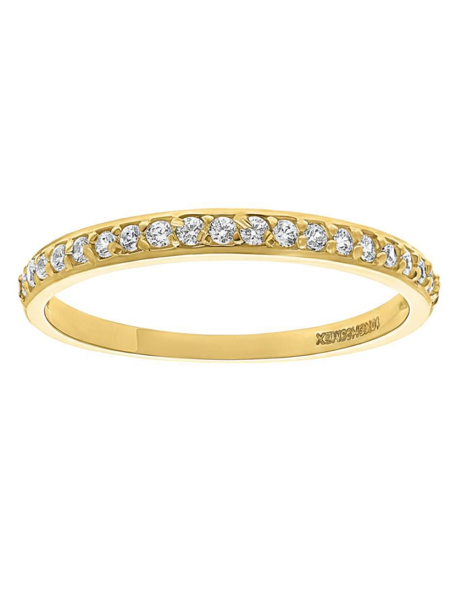 Anillo circular 10 k de oro amarillo zirconia brillante
