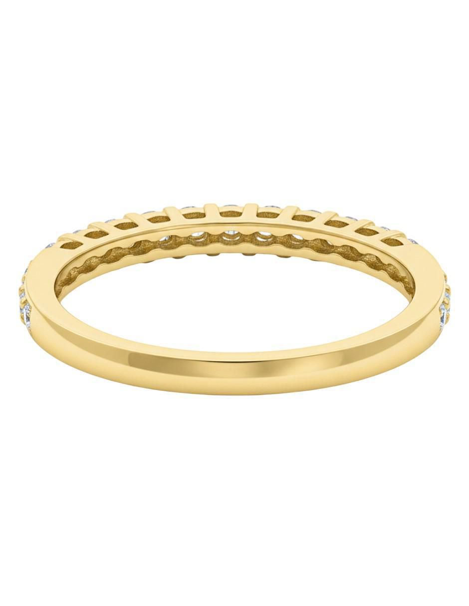 Anillo circular 10 k de oro amarillo zirconia brillante