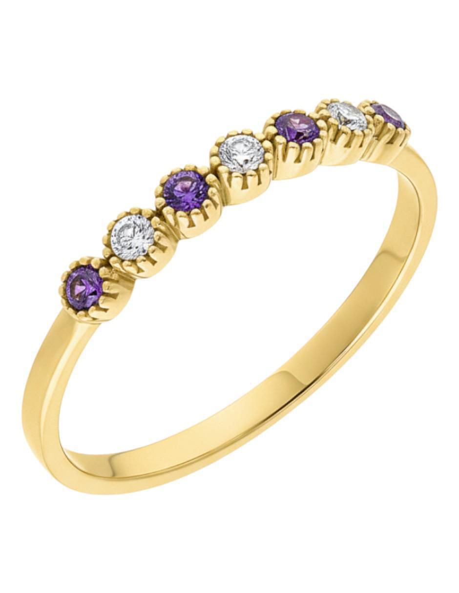 Anillo circular 10 k de oro amarillo zirconia brillante Anillo circular 10 k de oro amarillo zirconia brillante