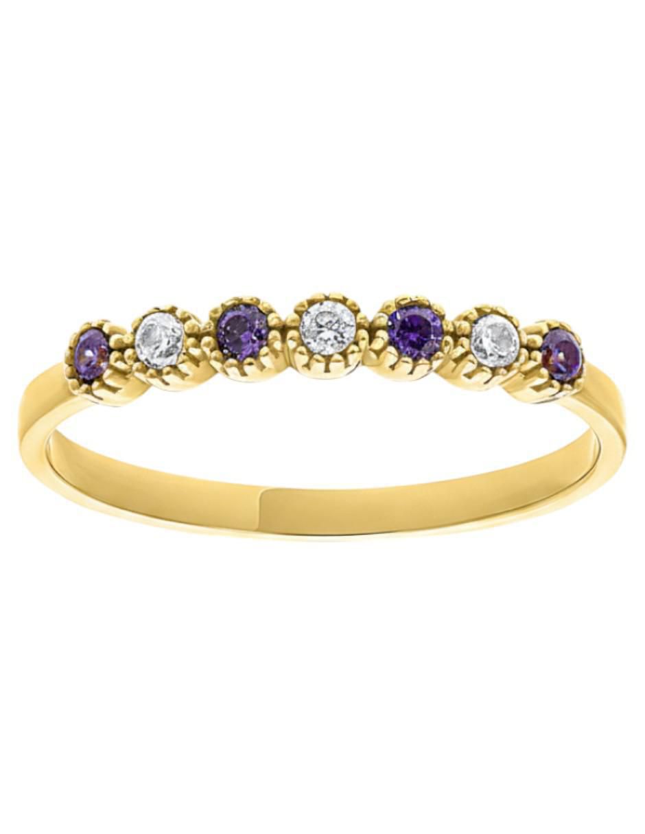 Anillo circular 10 k de oro amarillo zirconia brillante