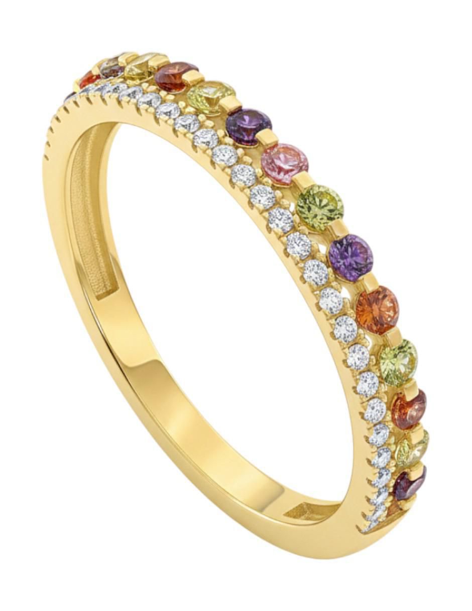 Anillo circular 10 k de oro amarillo zirconia brillante Anillo circular 10 k de oro amarillo zirconia brillante
