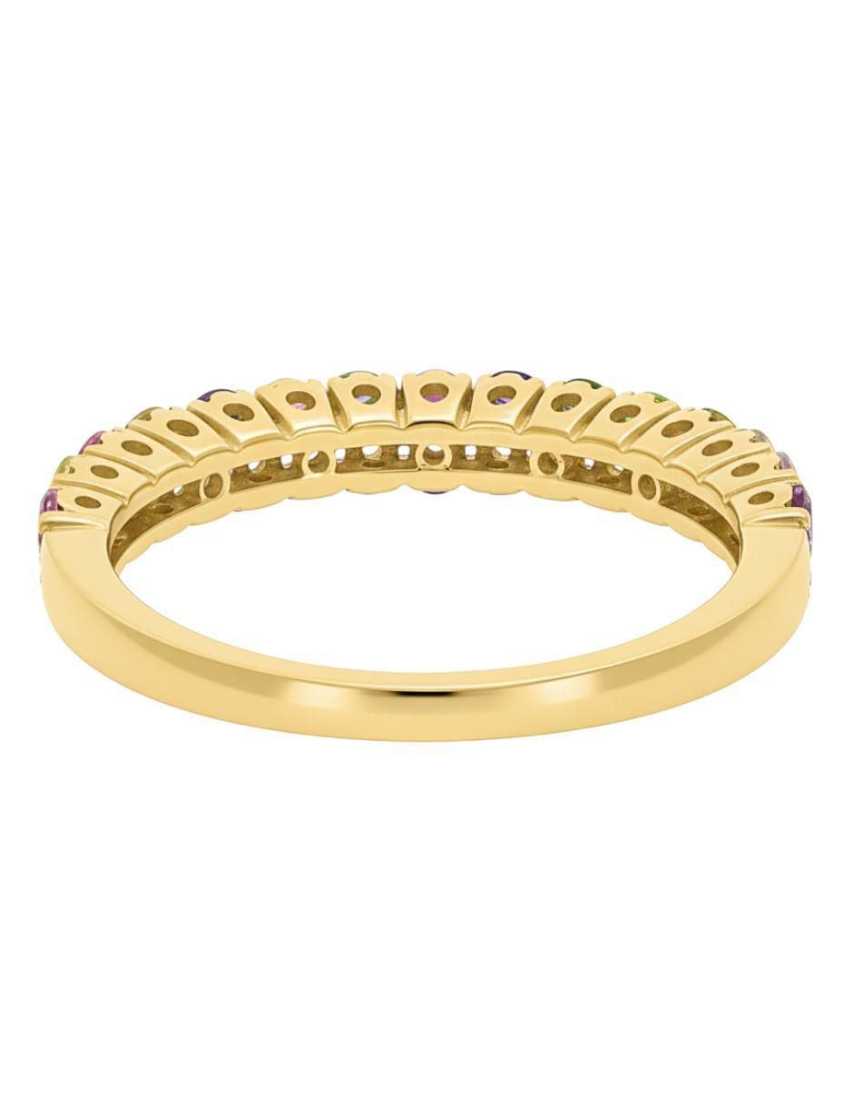 Anillo circular 10 k de oro amarillo zirconia brillante