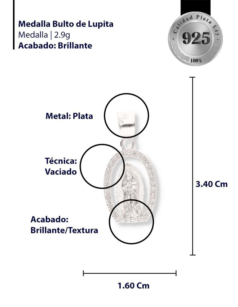 Dije ovalada Enjoya Virgen de Guadalupe de plata P 925