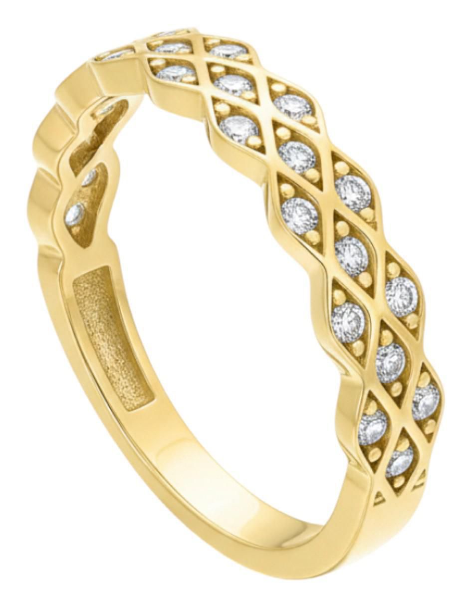 Anillo circular 10 k de oro amarillo zirconia brillante Anillo circular 10 k de oro amarillo zirconia brillante
