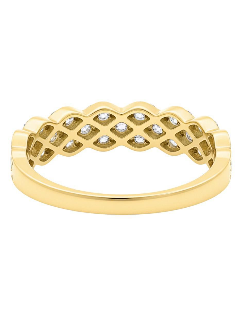 Anillo circular 10 k de oro amarillo zirconia brillante