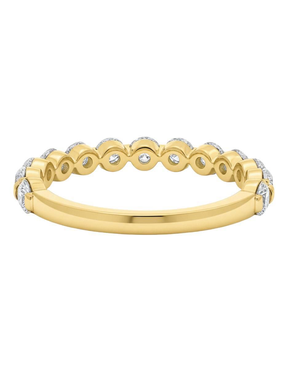 Anillo circular 10 k de oro amarillo zafiro y diamante brillante