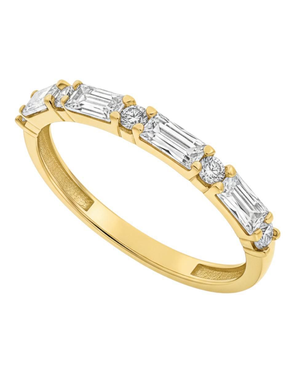 Anillo circular 10 k de oro amarillo zirconia brillante