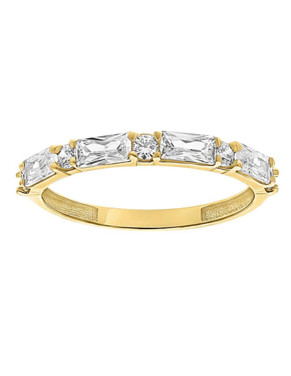 Anillo circular 10 k de oro amarillo zirconia brillante