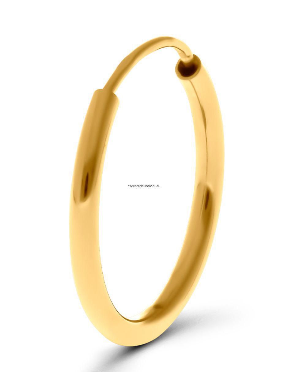 Aretes circulares de oro amarillo 14 K con acabado brillante 2