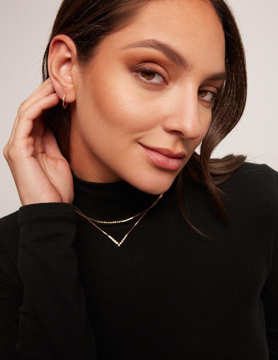 Aretes circulares de oro amarillo 14 K con acabado brillante 3