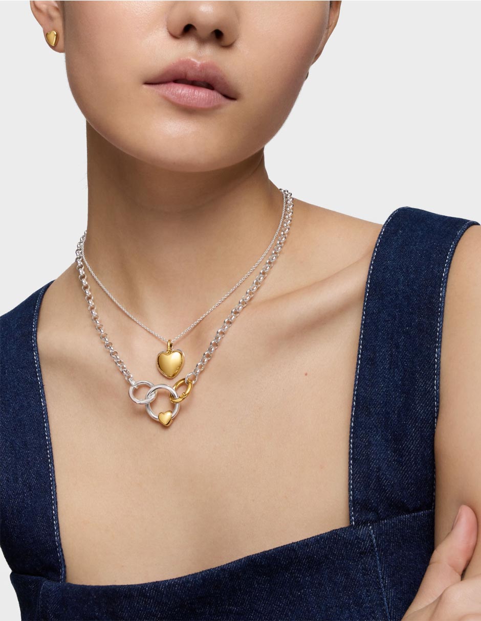 Collar de corazón Flechazo de plata con acabado baño de oro P 925 6