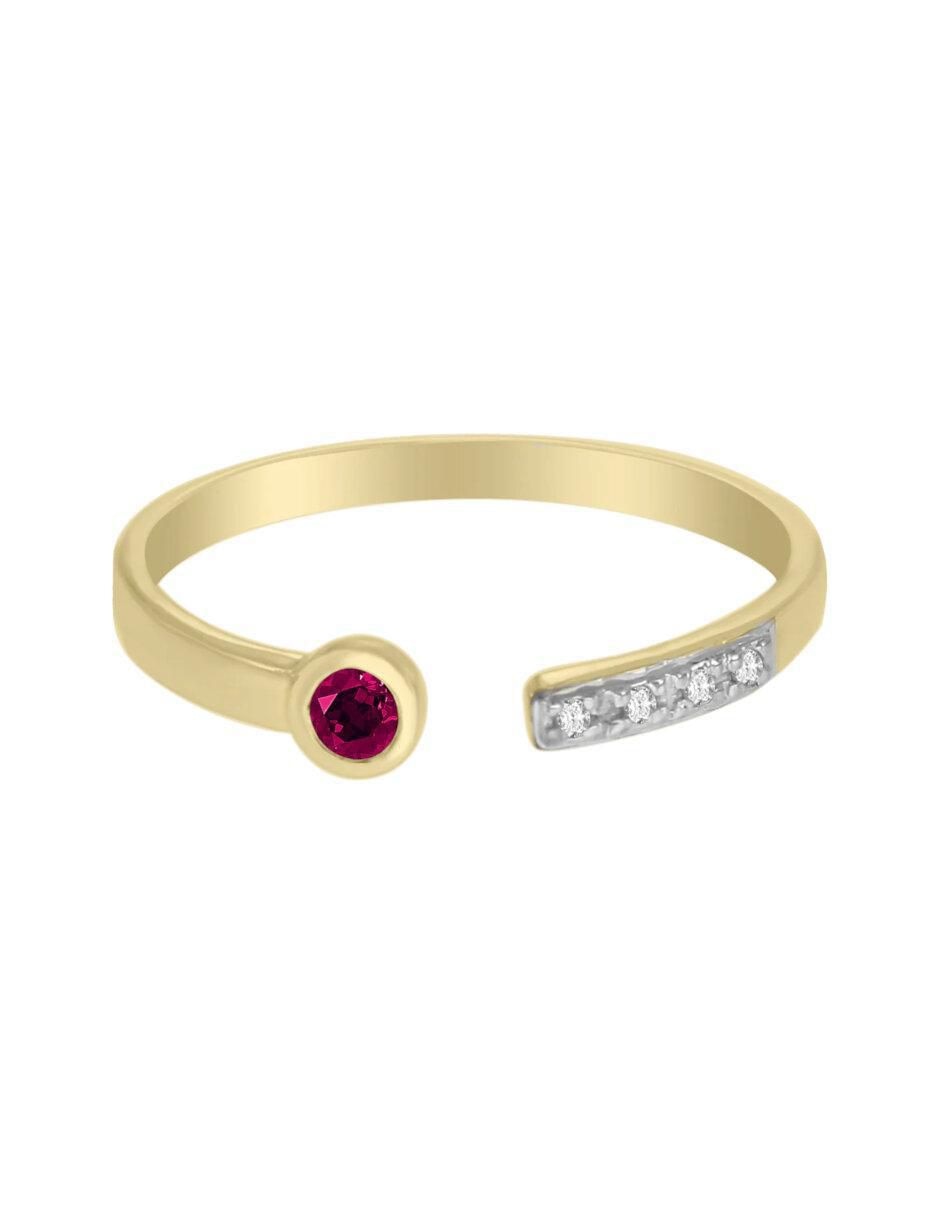 Anillo redondo Fantasy Colors 14 k de oro rubí brillante Anillo redondo Fantasy Colors 14 k de oro rubí brillante
