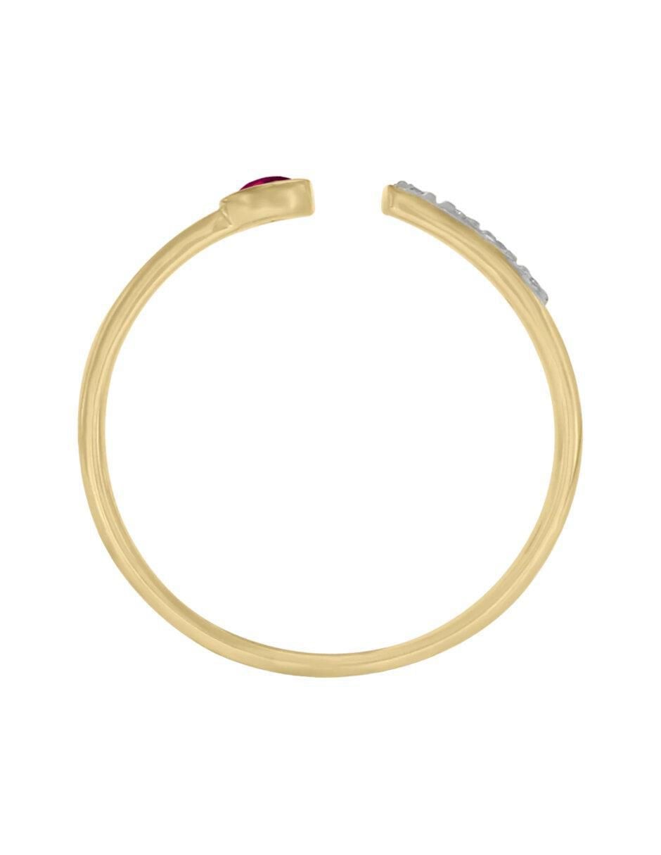 Anillo redondo Fantasy Colors 14 k de oro rubí brillante 2