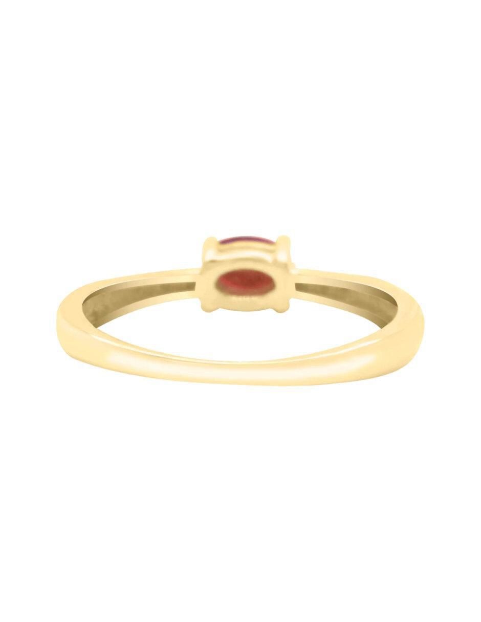Anillo redondo Rubeos 14 k de oro rubí y diamante brillante 2