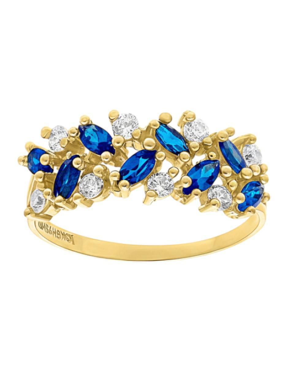 Anillo circular 10 k de oro zirconia brillante