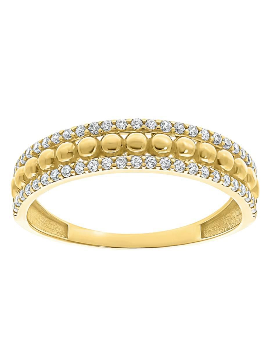 Anillo circular 10 k de oro zirconia brillante