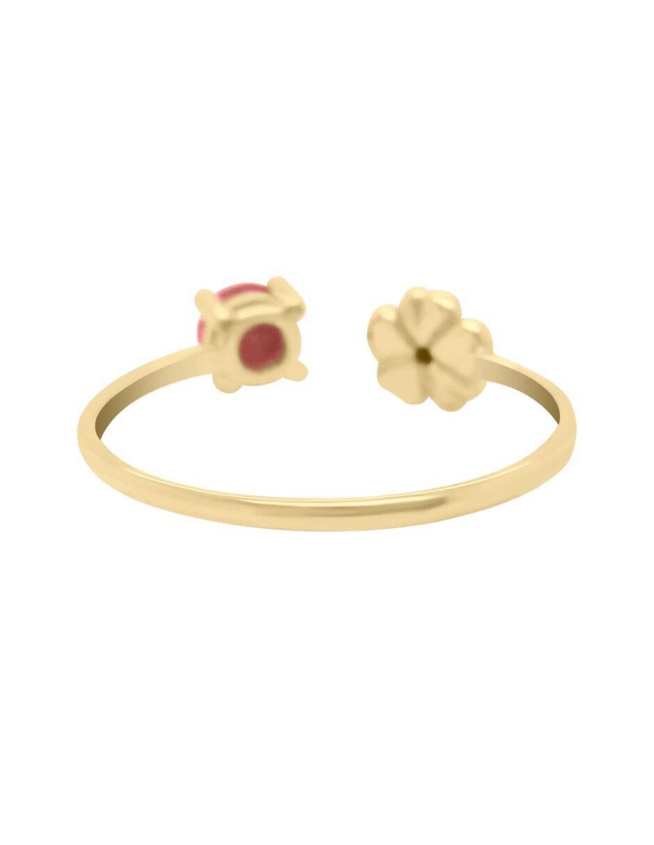 Anillo redondo Inara 14 k de oro rubí y diamante brillante 3