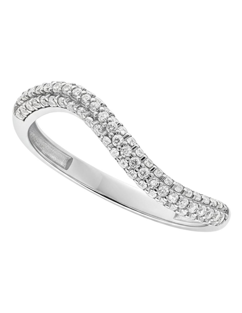 Anillo circular 10 k de oro zirconia brillante