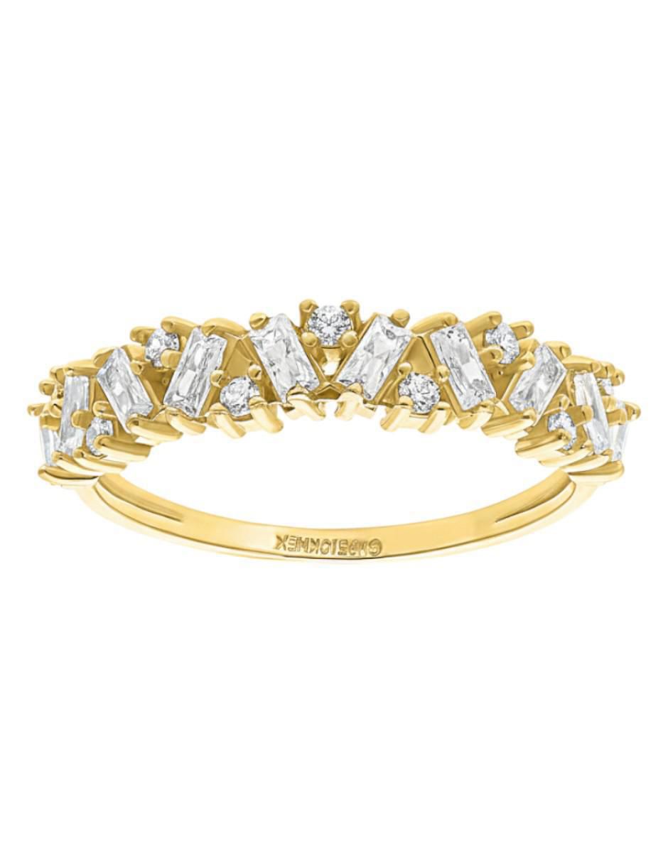 Anillo circular 10 k de oro zirconia brillante