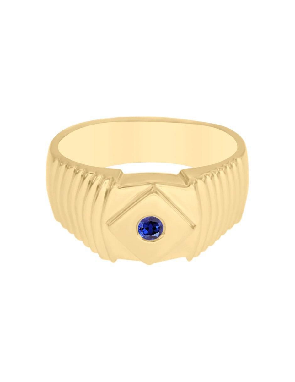 Anillo redondo Ricker 14 k de oro zafiro brillante Anillo redondo Ricker 14 k de oro zafiro brillante