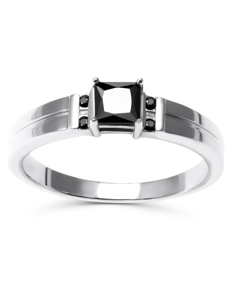 Anillo cuadrada 14 k de oro blanco zirconia brillante Anillo cuadrada 14 k de oro blanco zirconia brillante