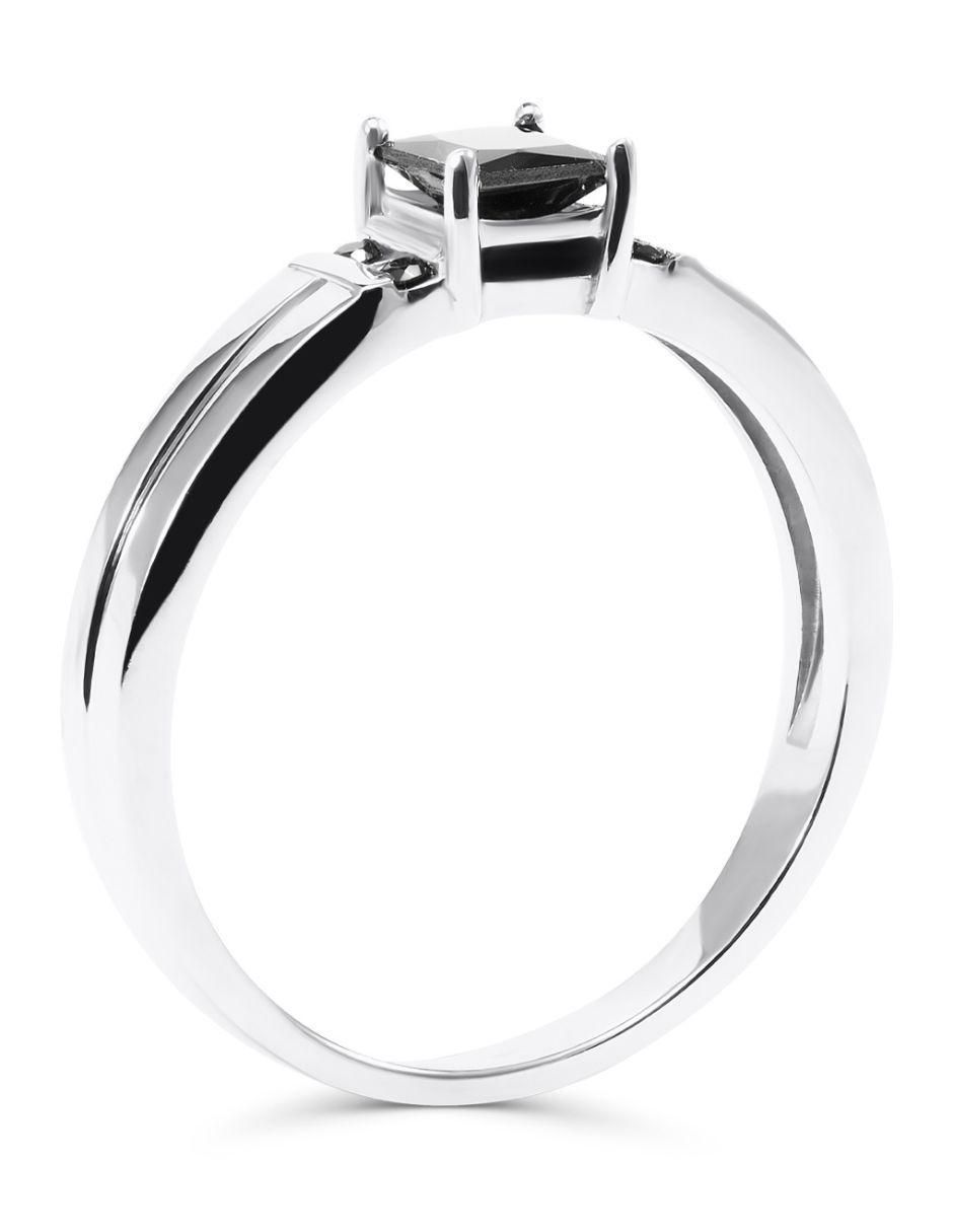 Anillo cuadrada 14 k de oro blanco zirconia brillante 3