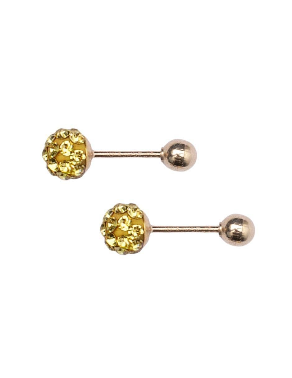 Broqueles de esfera de oro 14 K con acabado pavé 2