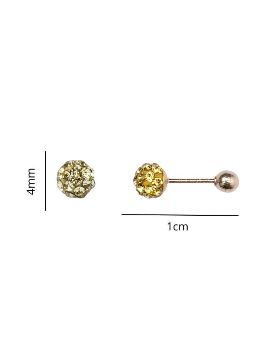 Broqueles de esfera de oro 14 K con acabado pavé 5