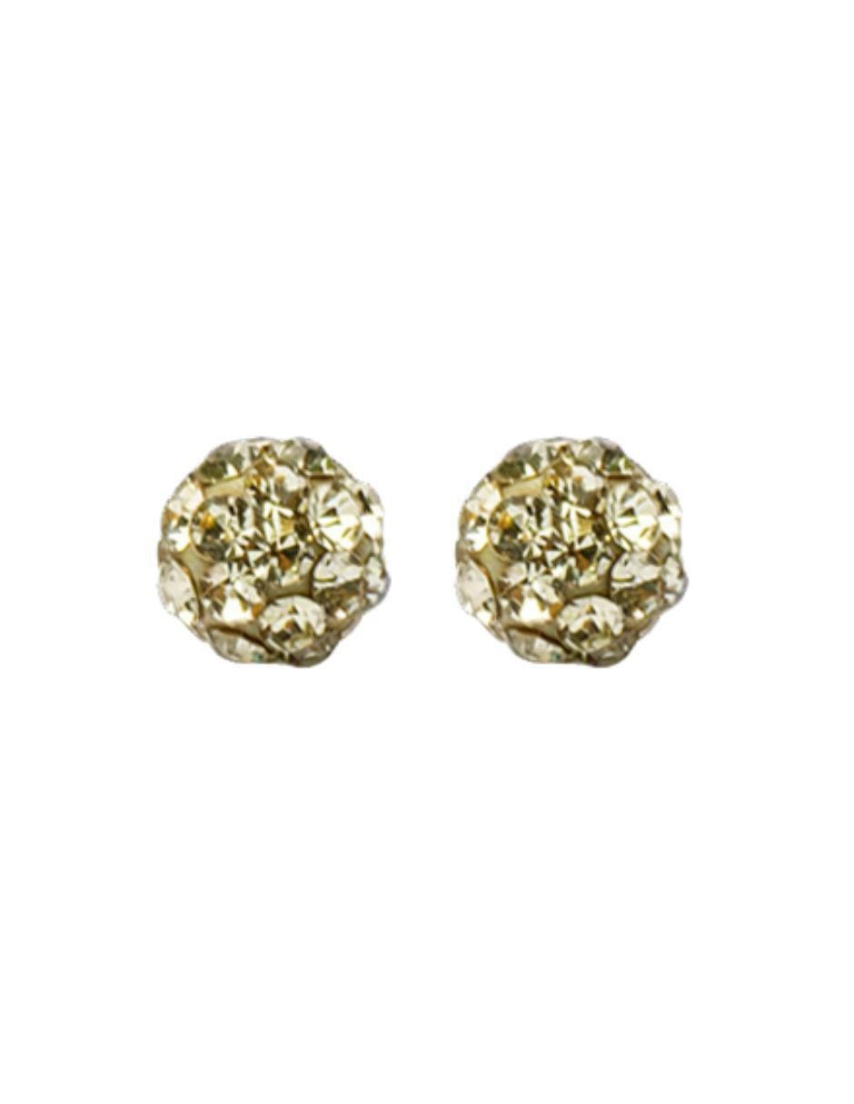 Broqueles de esfera de oro 14 K con acabado pavé 4