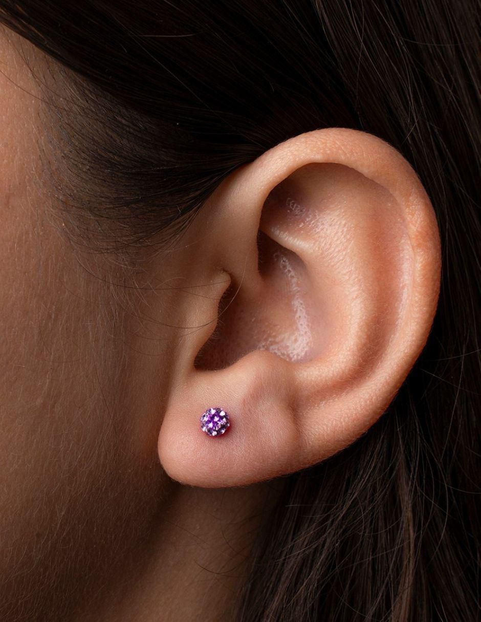 Broqueles de esfera de oro 14 K con acabado pavé 3