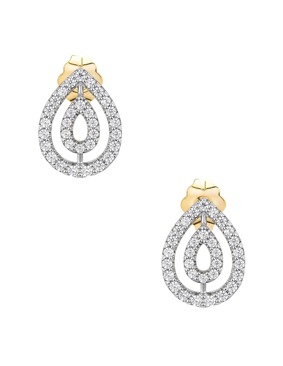 Broqueles de gota de oro 14 K con acabado brillante diamante Broqueles de gota de oro 14 K con acabado brillante diamante