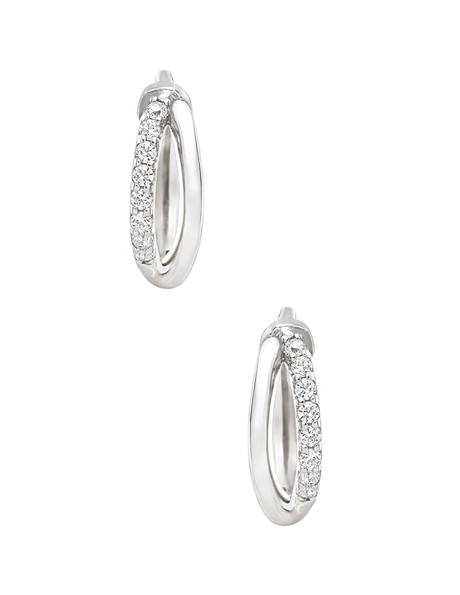Arracadas de oro blanco 14 K con acabado brillante diamante