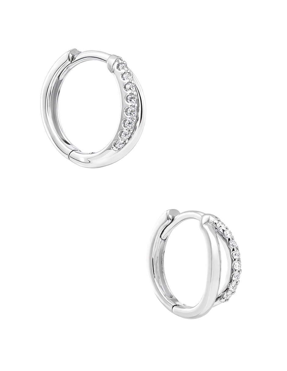 Arracadas de oro blanco 14 K con acabado brillante diamante 2