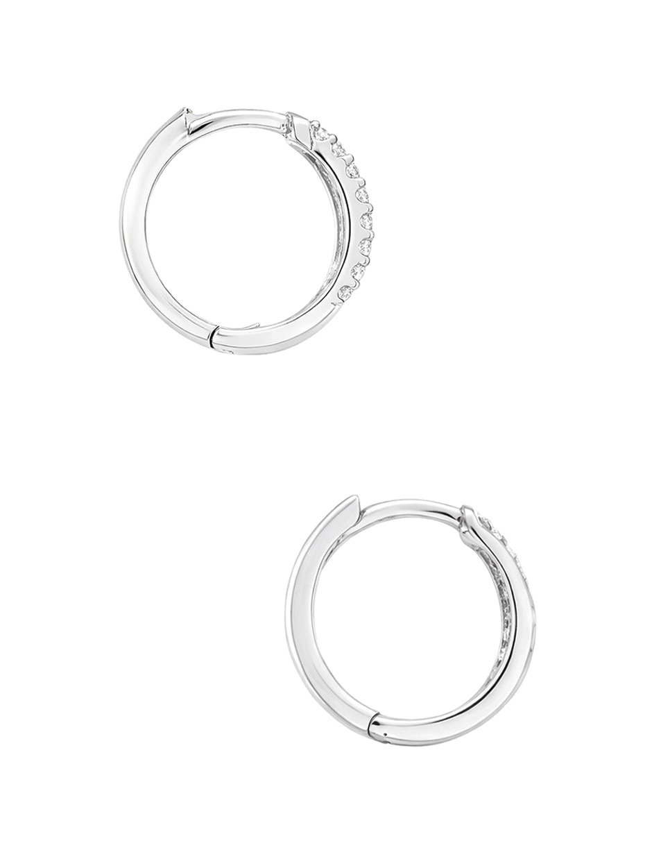 Arracadas de oro blanco 14 K con acabado brillante diamante 3