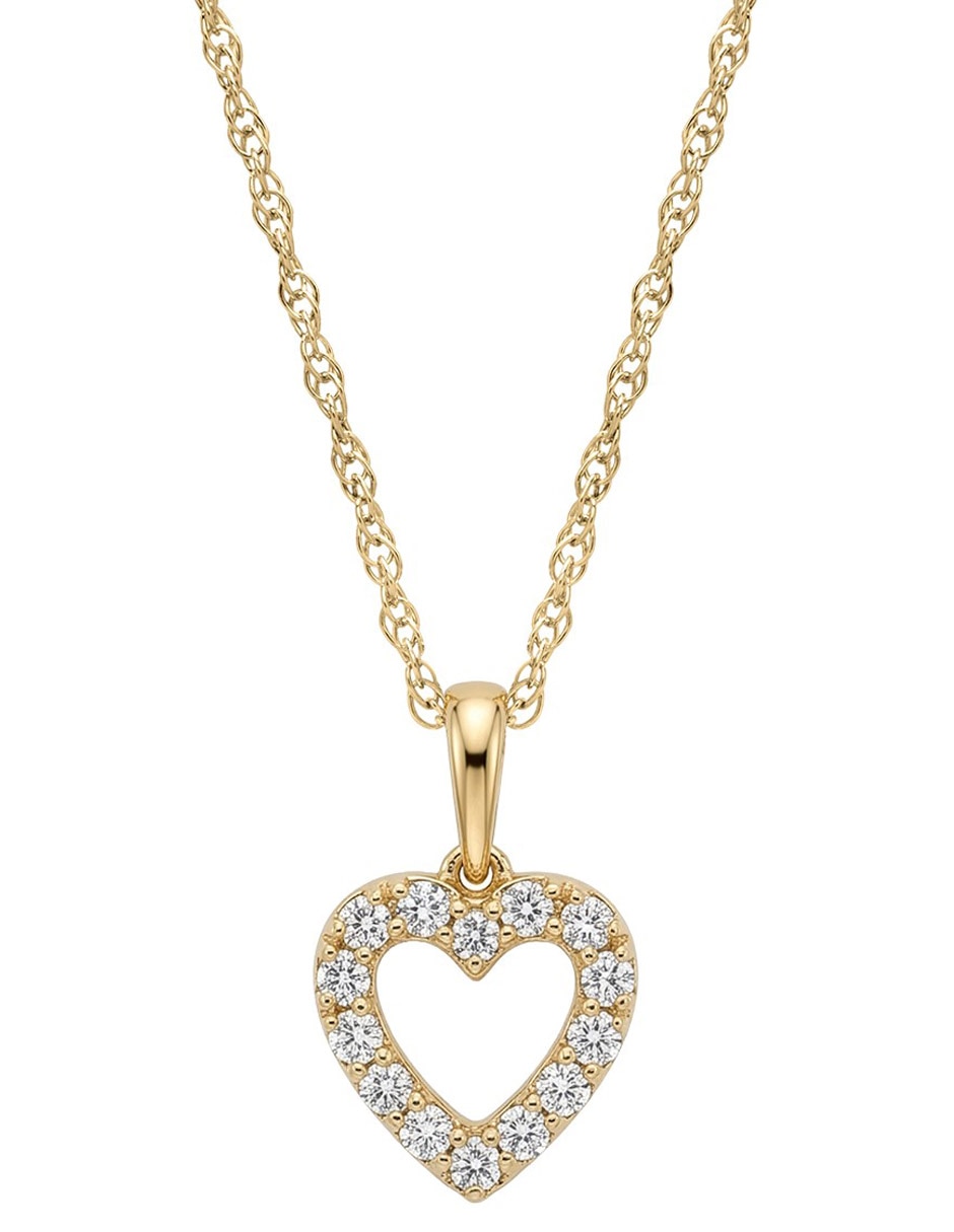 Collar de corazón Mjj Brilliant Inc de oro 14 K