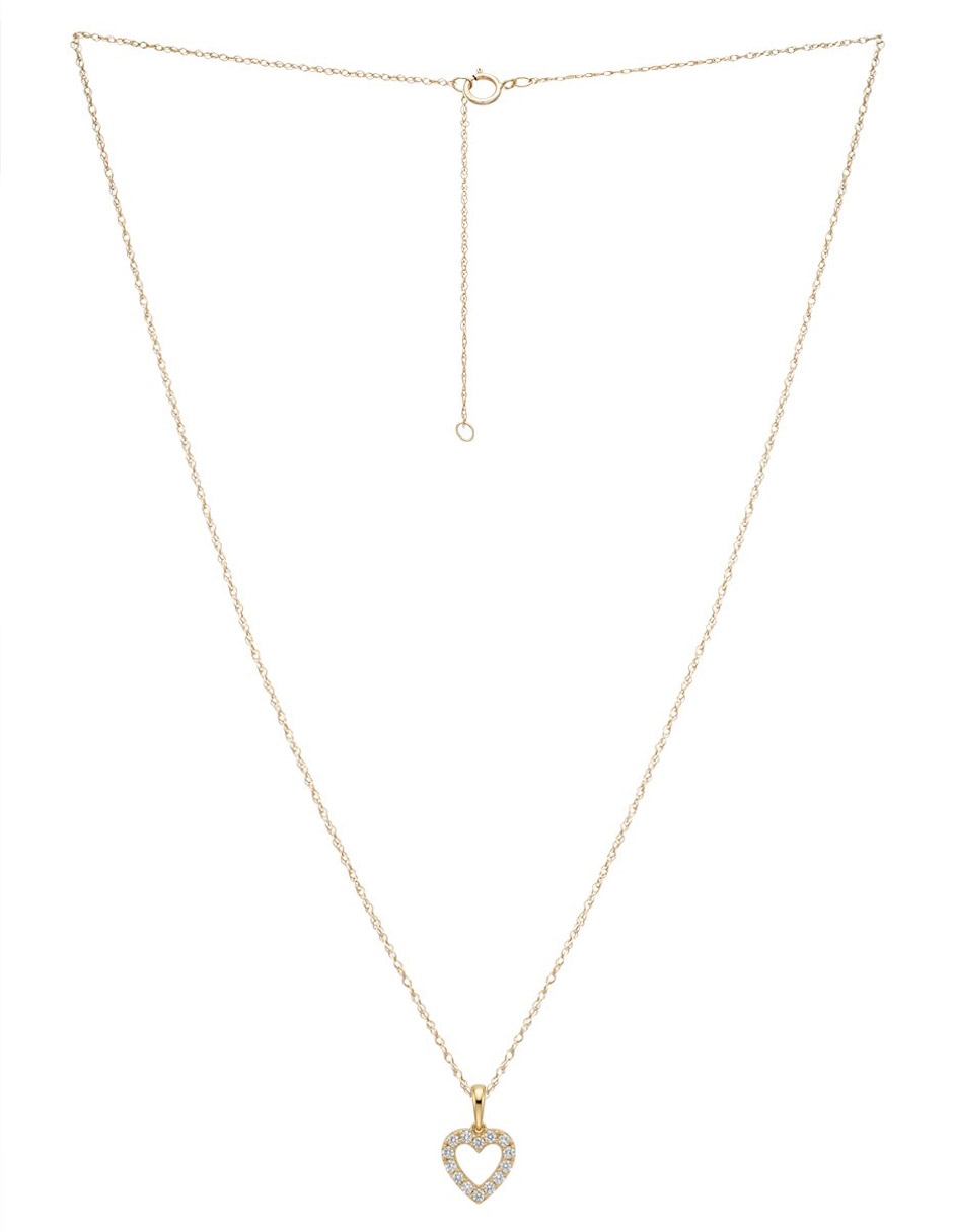 Collar de corazón Mjj Brilliant Inc de oro 14 K