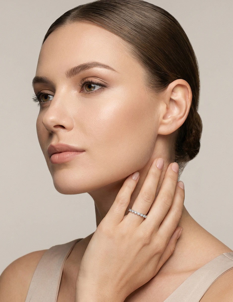 Churumbela de oro blanco 14 k diamante