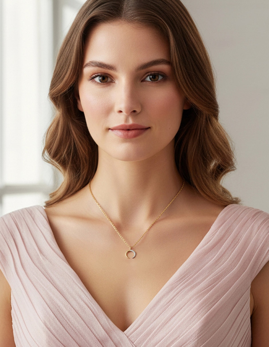 Collar luna de oro 14 K 3