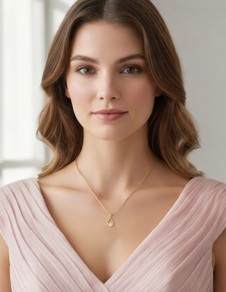 Collar gota de oro amarillo 14 K 3